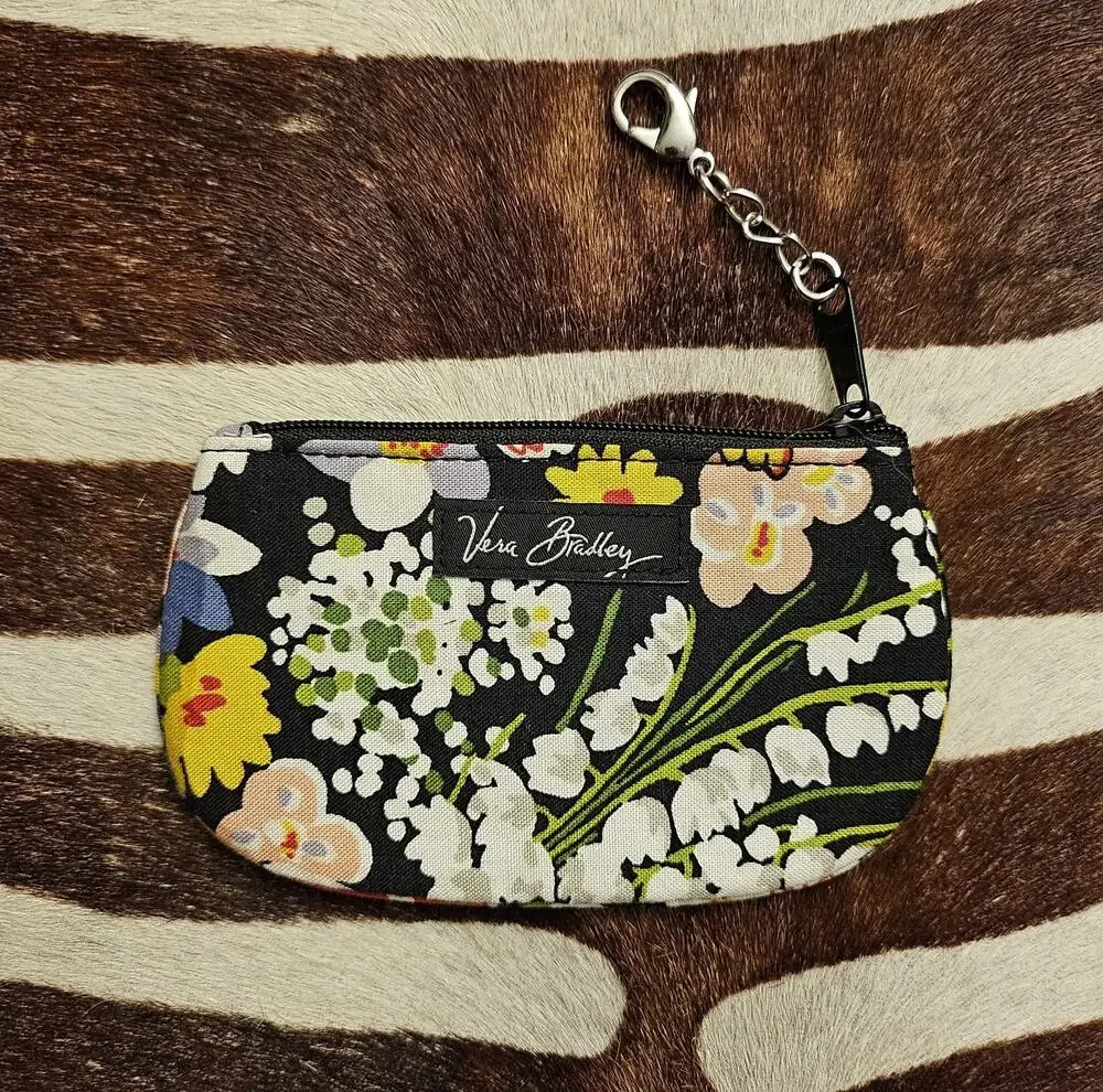 Vera Bradley Zip ID Case Coin Purse Mini Wallet~ Poppy Fields Pattern